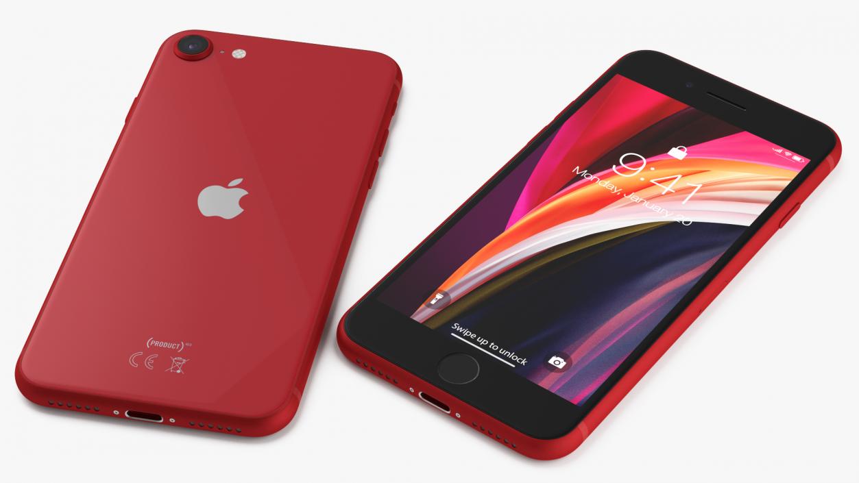 3D iPhone SE 2020 Red model