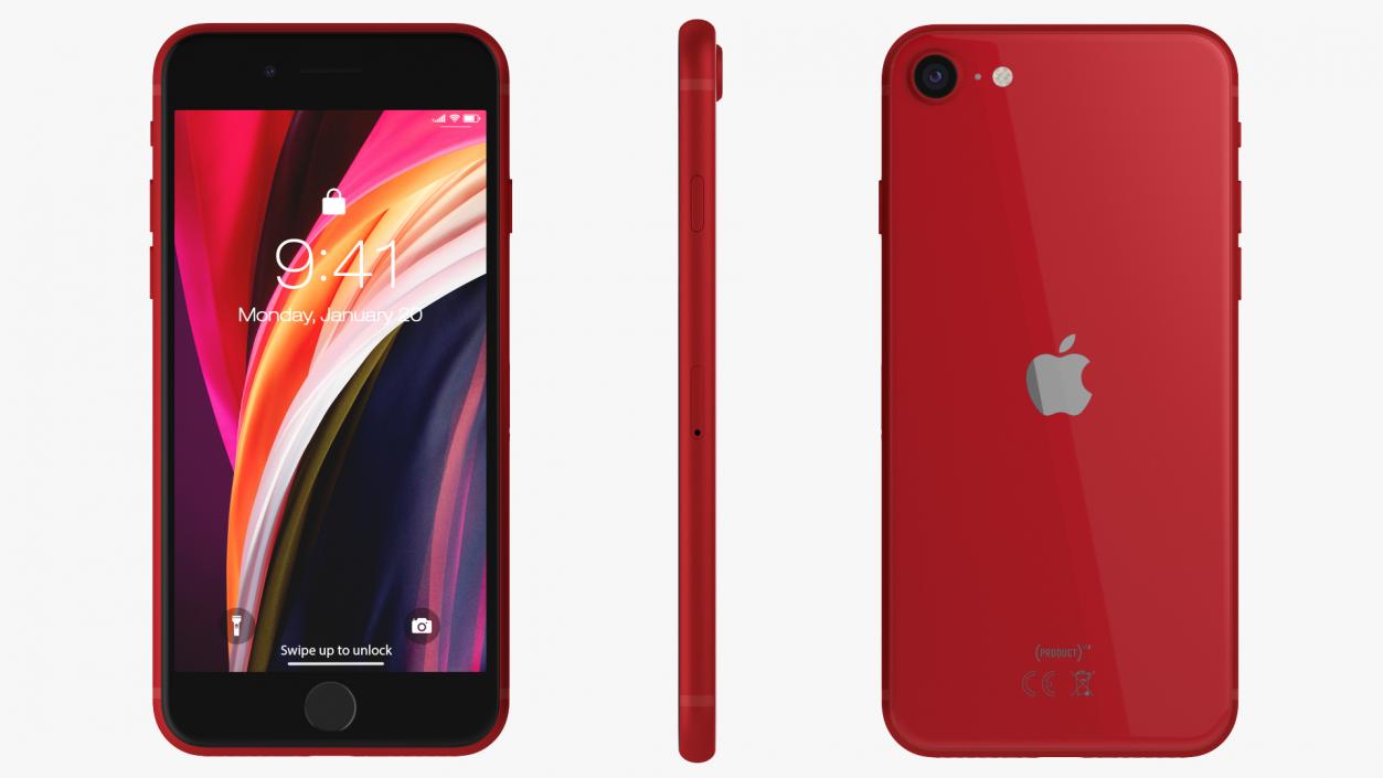 3D iPhone SE 2020 Red model