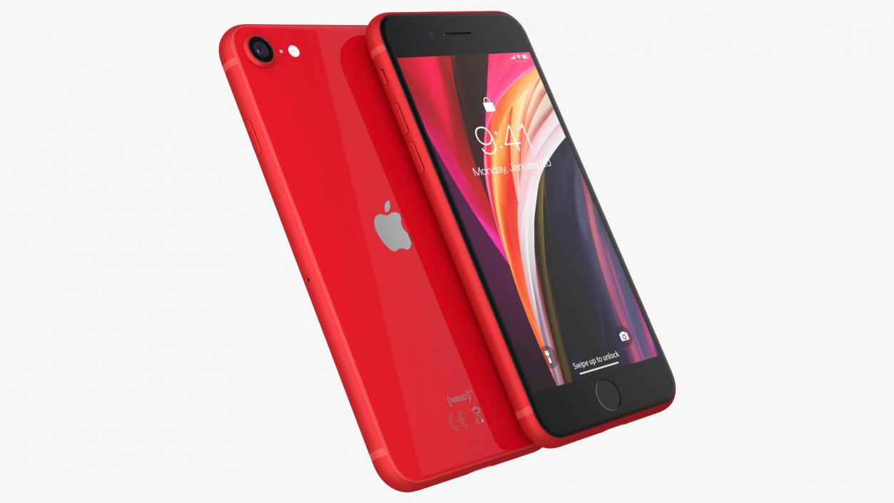 3D iPhone SE 2020 Red model