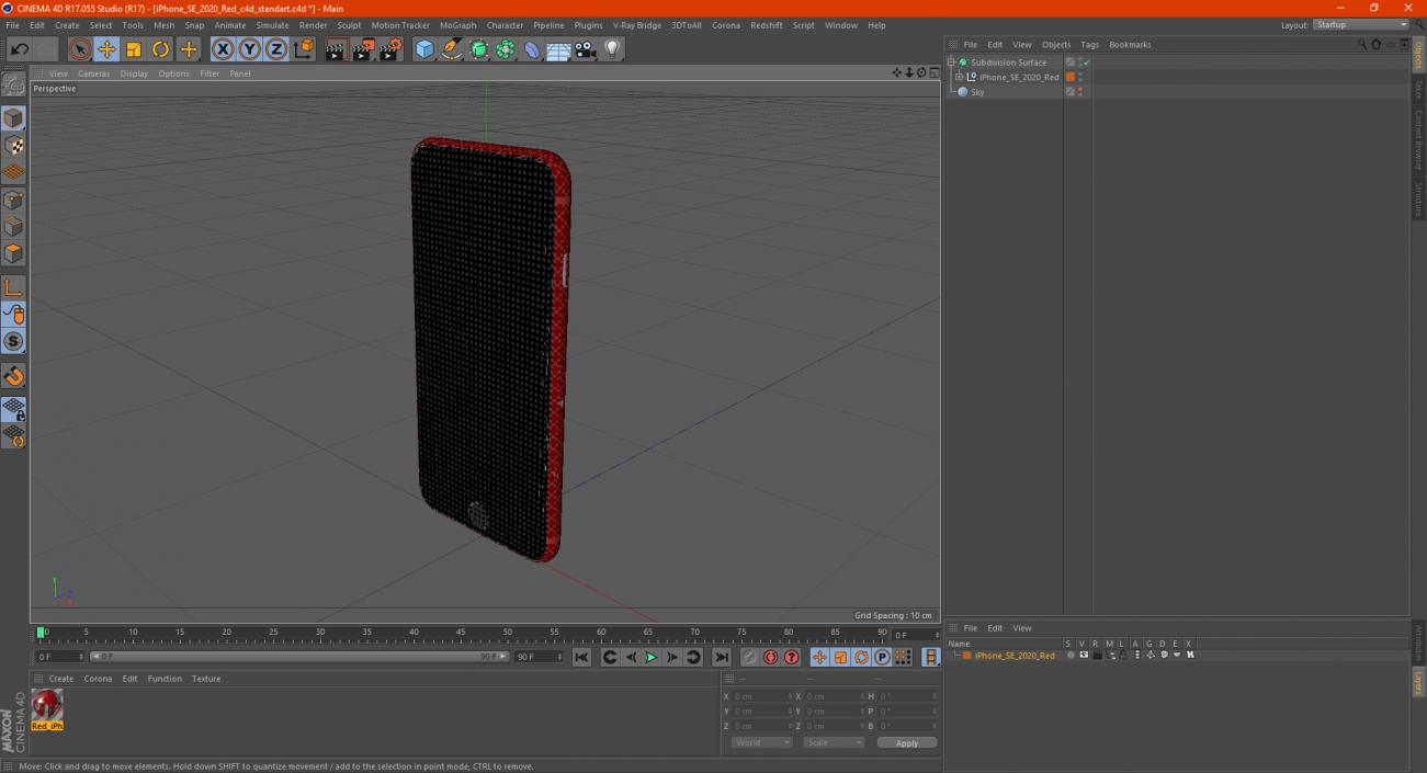 3D iPhone SE 2020 Red model