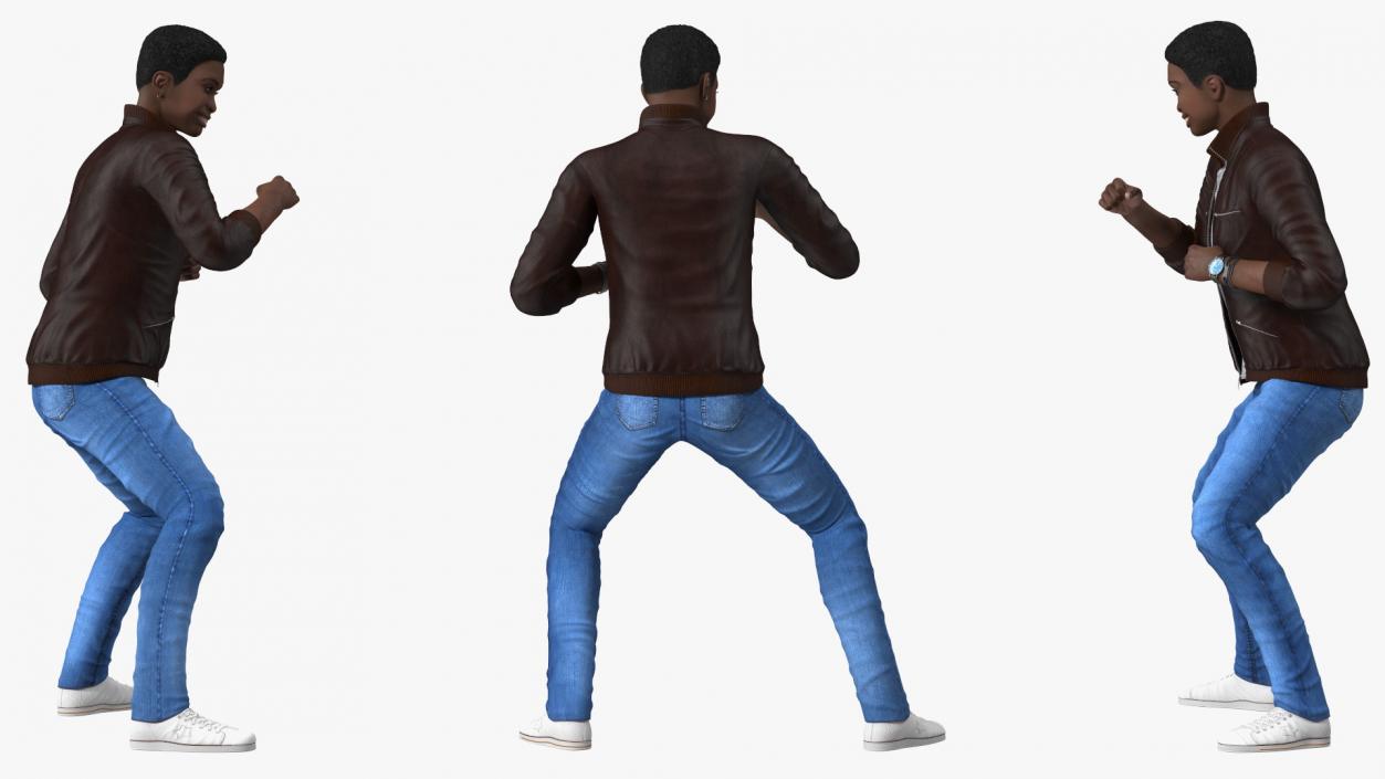 3D Teenager Dark Skin Street Outfit Dance Pose model