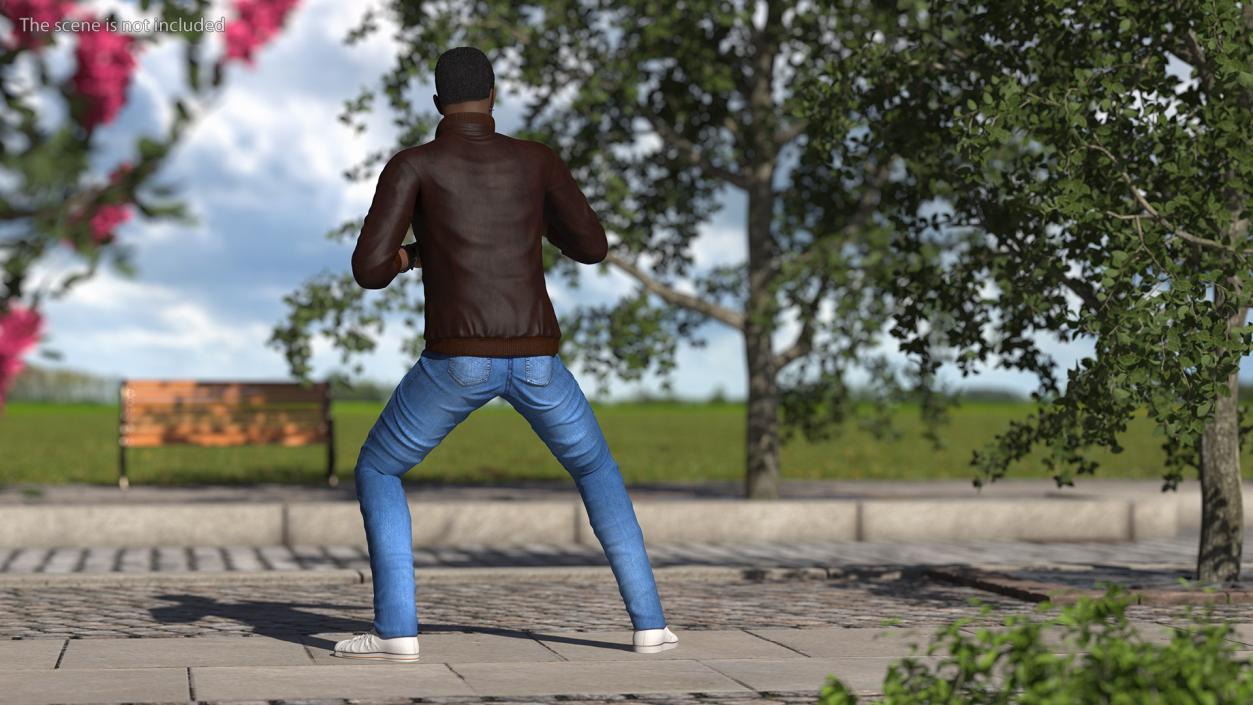 3D Teenager Dark Skin Street Outfit Dance Pose model