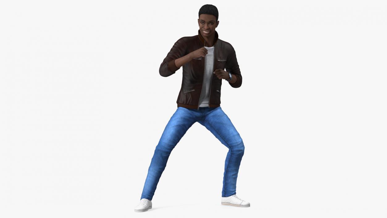 3D Teenager Dark Skin Street Outfit Dance Pose model