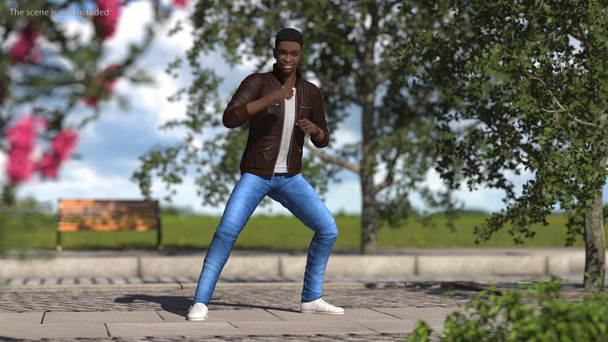 3D Teenager Dark Skin Street Outfit Dance Pose model