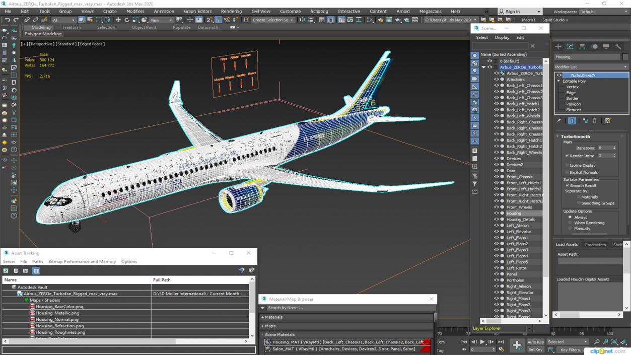 3D Airbus ZEROe Turbofan Rigged model