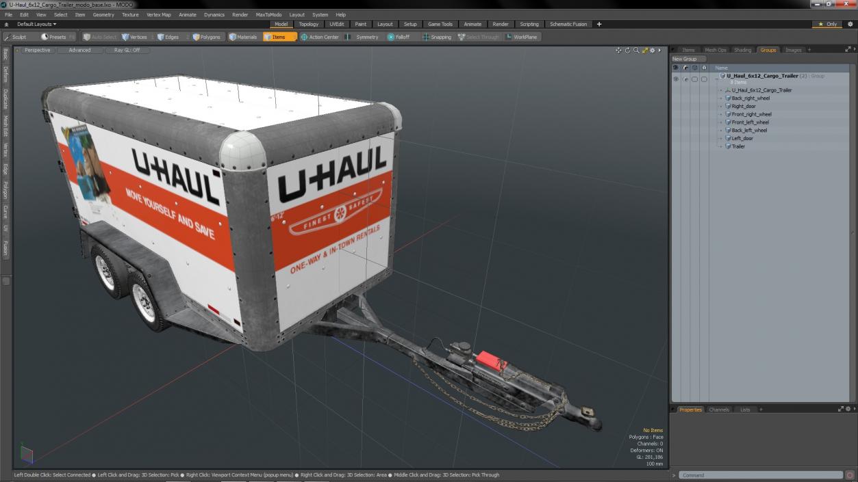 3D model U-Haul 6x12 Cargo Trailer