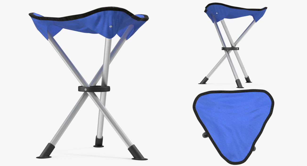 3D model Tripod Folding Chair Blue