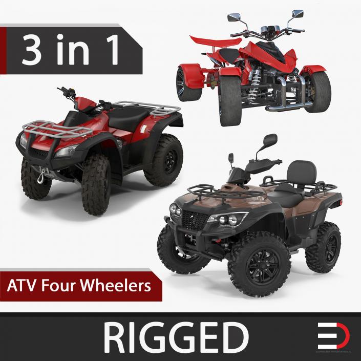 3D model ATV Four Wheelers Rigged Collection