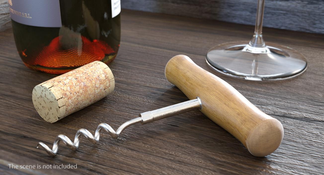 3D Traditional Wine Bottle Corkscrew model