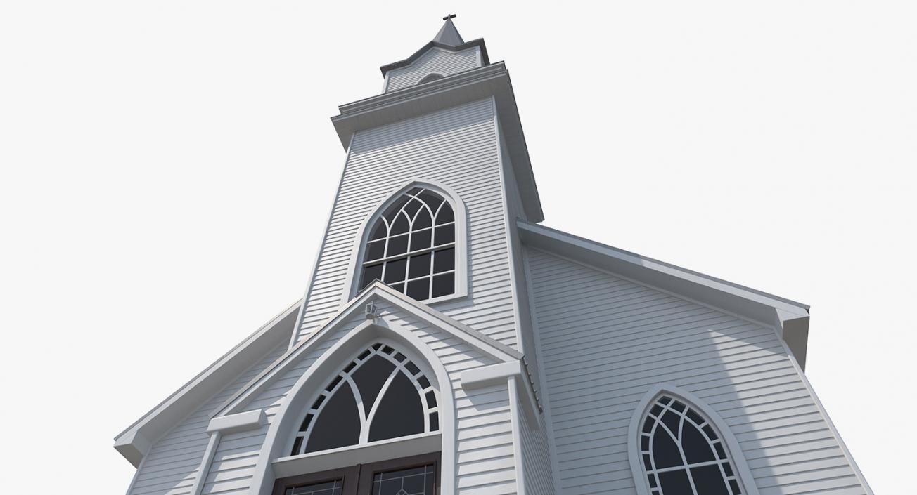 3D model Small White Wooden Church