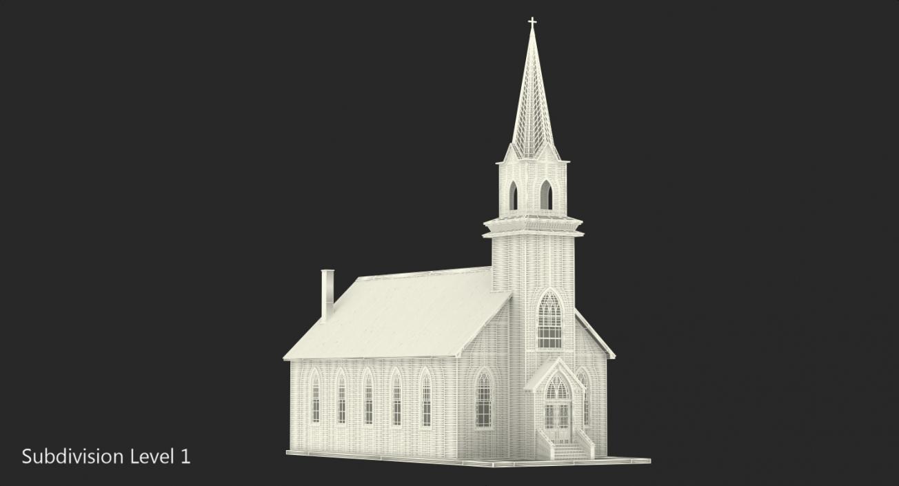 3D model Small White Wooden Church