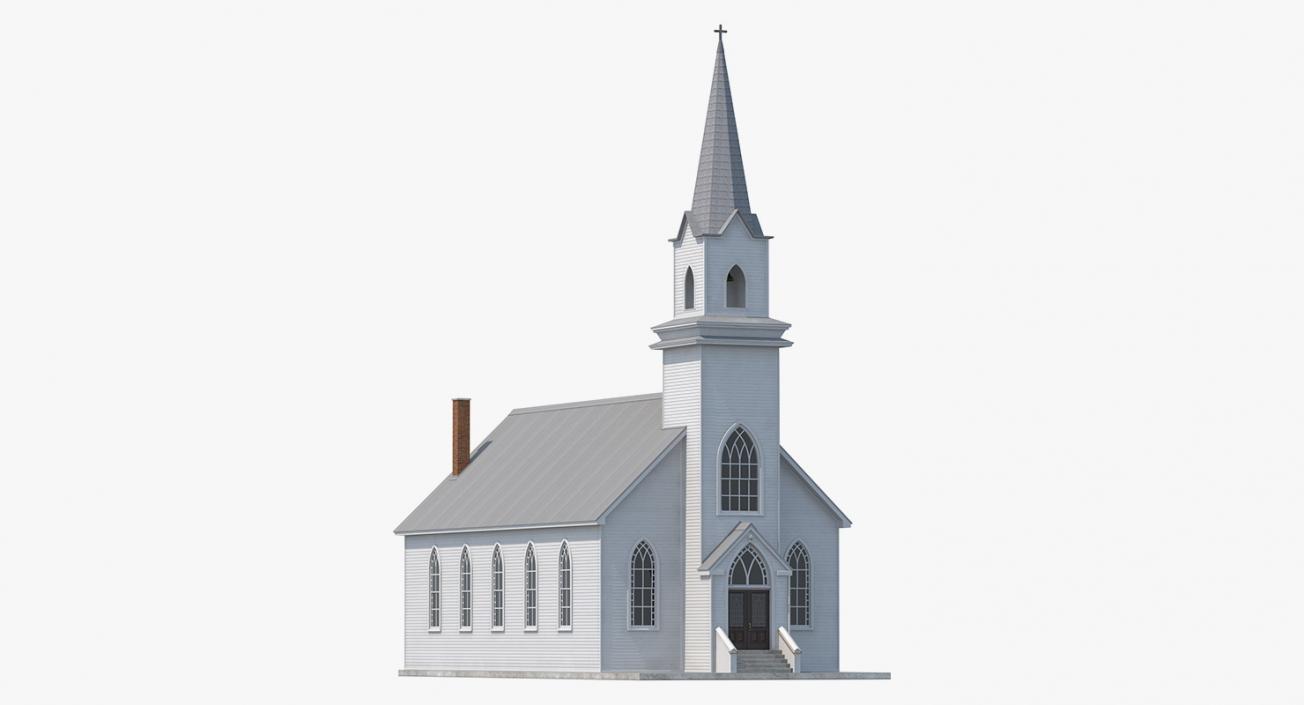 3D model Small White Wooden Church