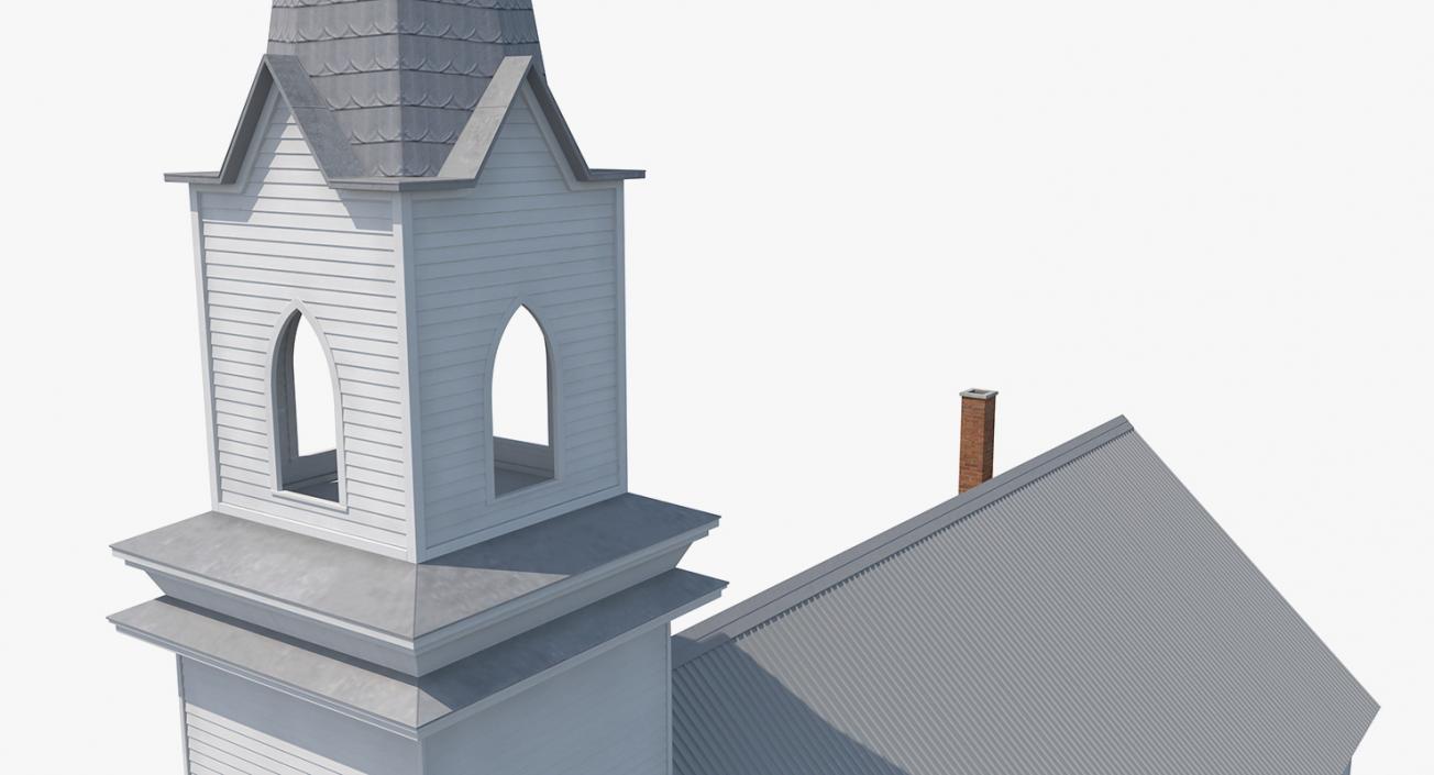 3D model Small White Wooden Church