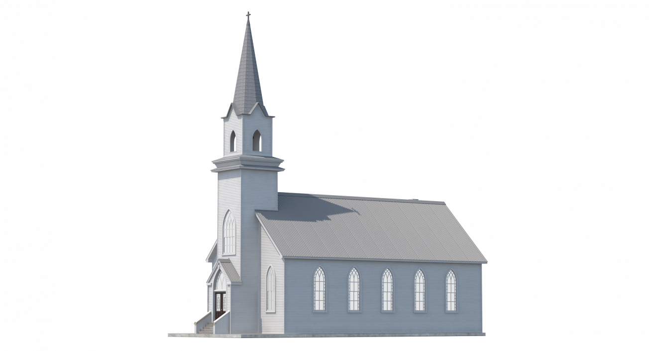 3D model Small White Wooden Church