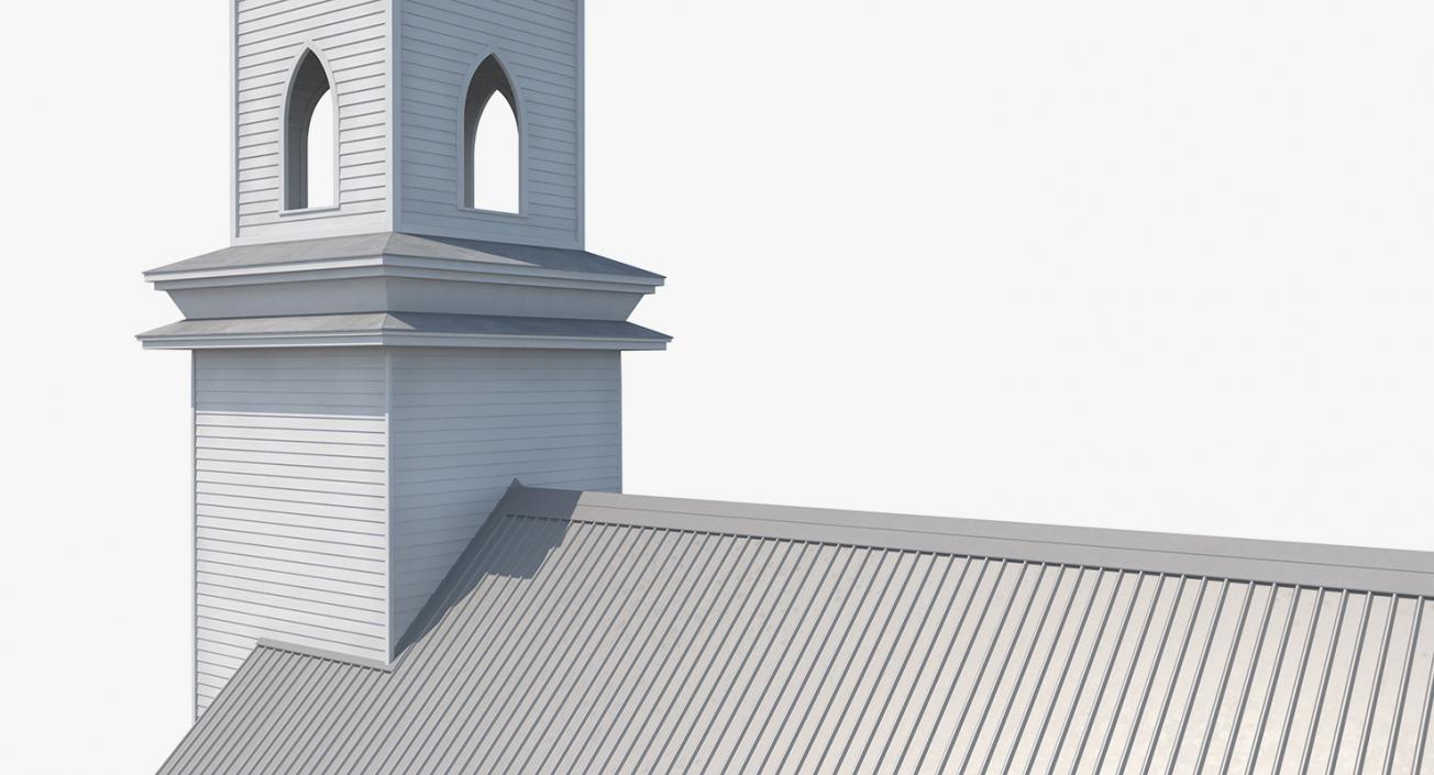 3D model Small White Wooden Church