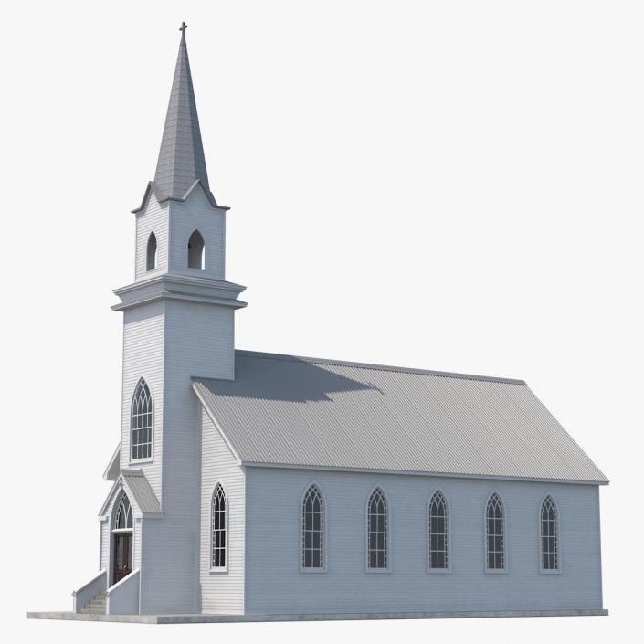 3D model Small White Wooden Church