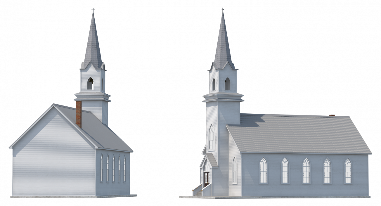 3D model Small White Wooden Church