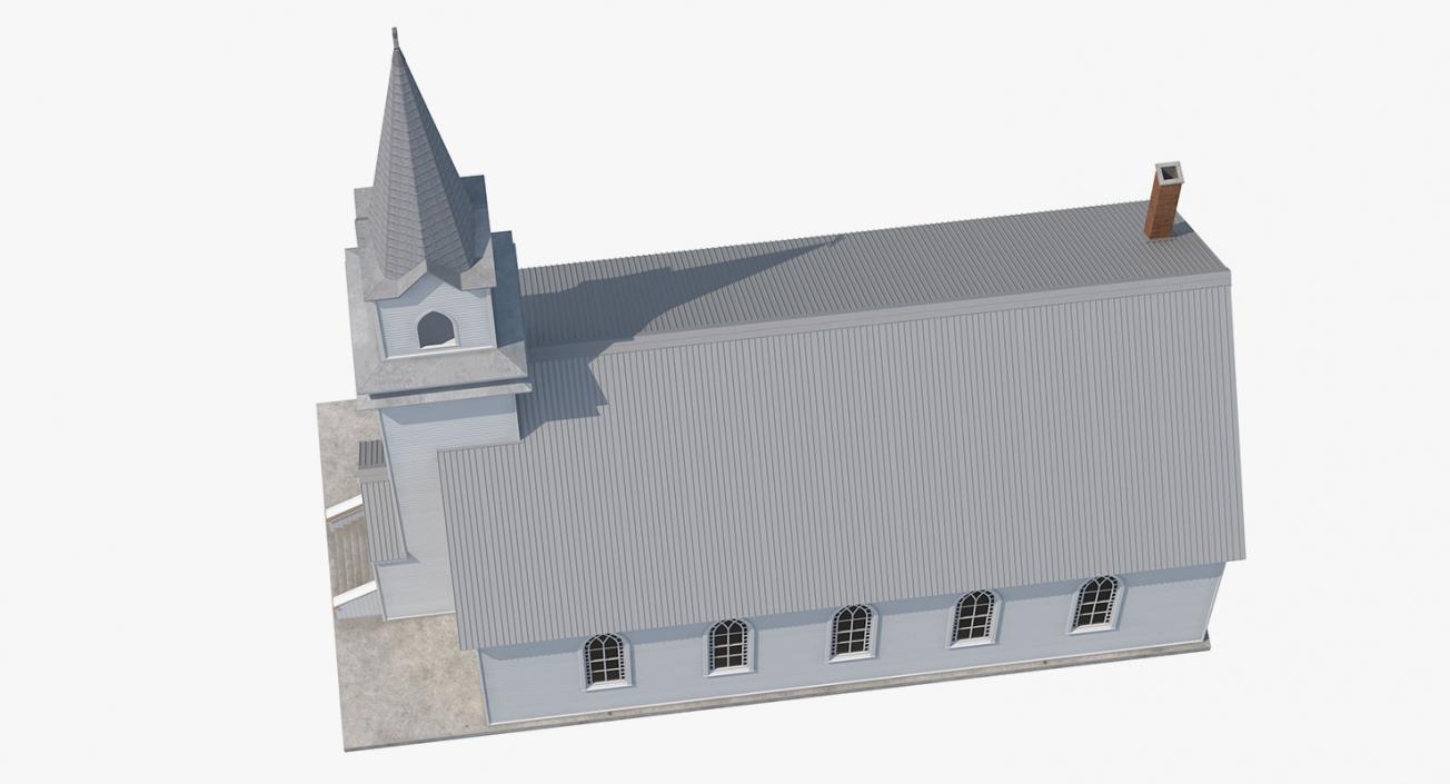 3D model Small White Wooden Church