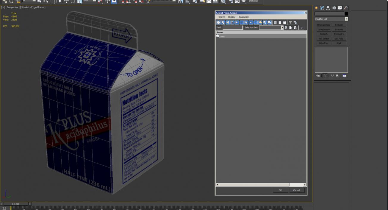 3D Milk Pint Box model