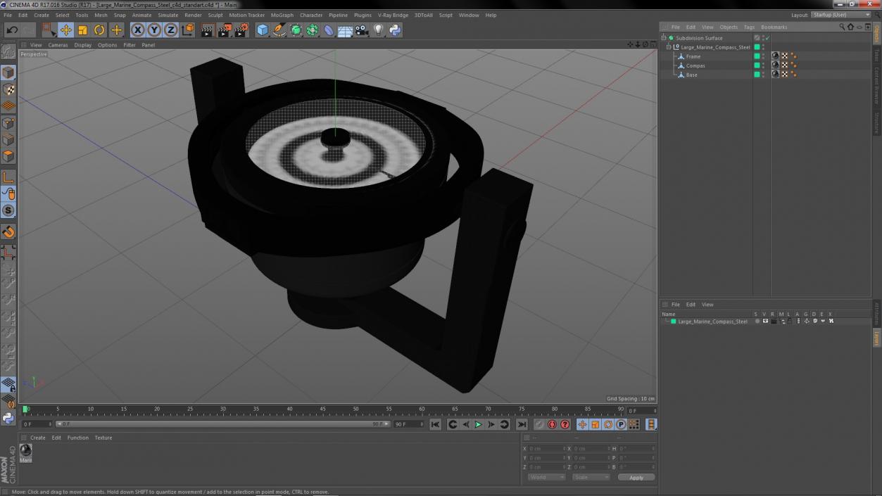 3D Large Marine Compass Steel