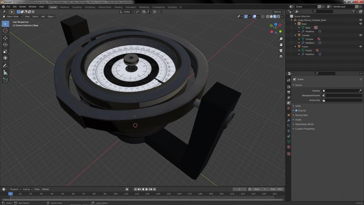 3D Large Marine Compass Steel