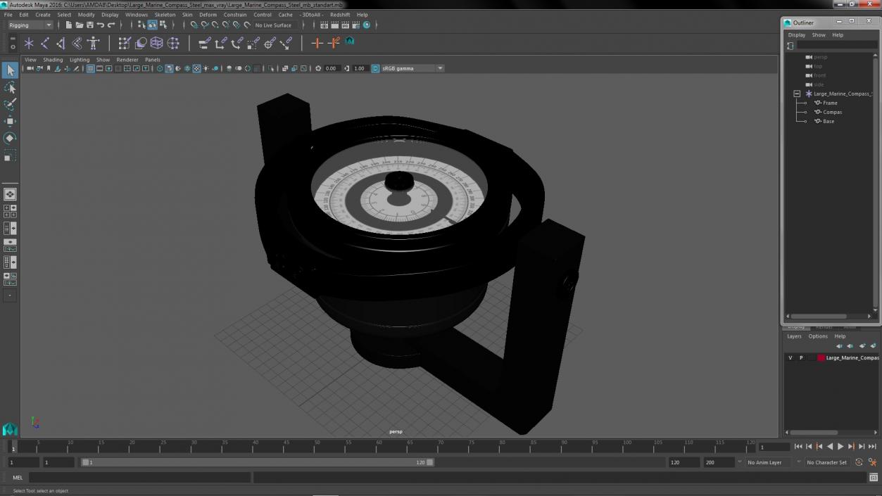 3D Large Marine Compass Steel