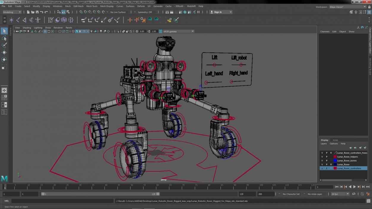 3D model Lunar Robotic Rover Rigged for Maya