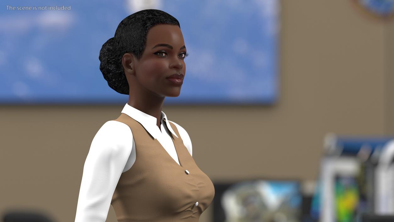 Dark Skin Business Style Woman Rigged 3D