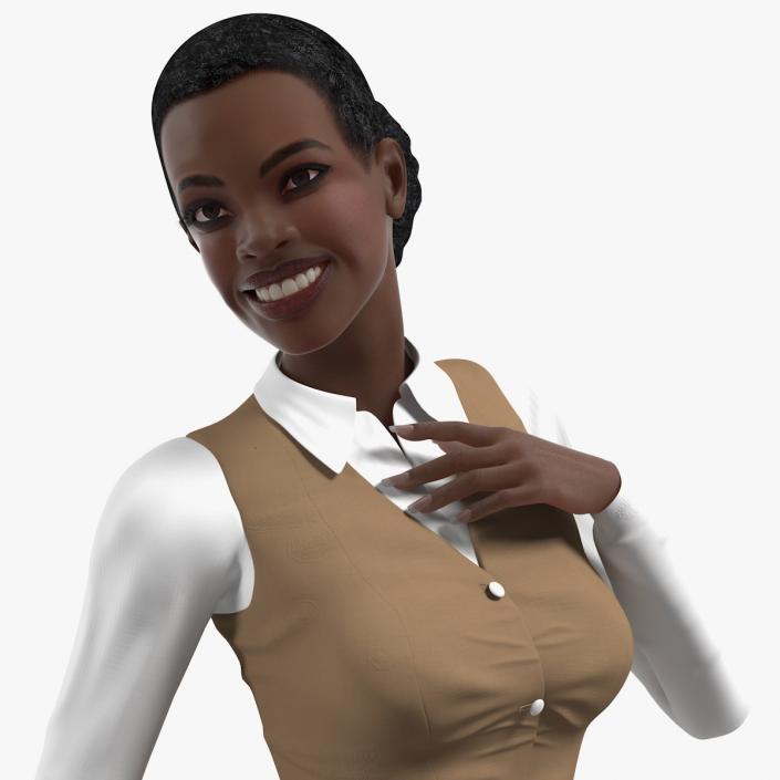 Dark Skin Business Style Woman Rigged 3D