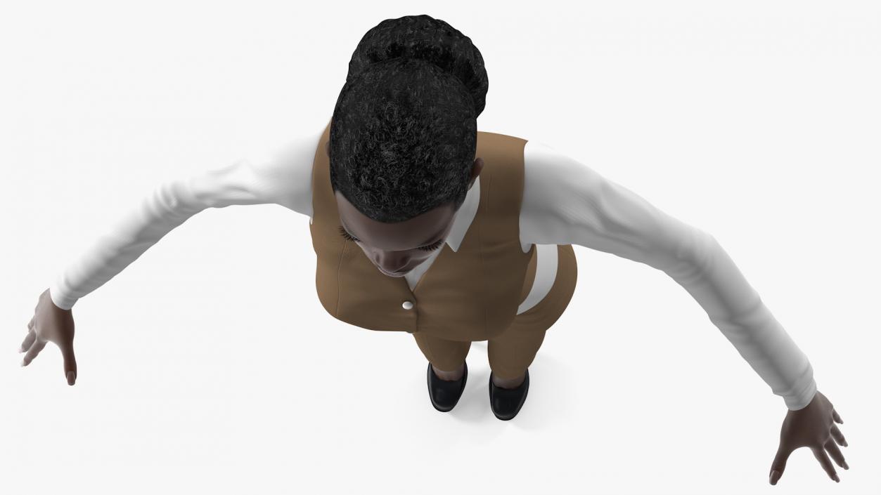 Dark Skin Business Style Woman Rigged 3D