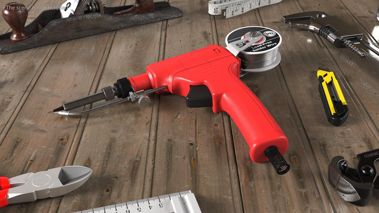 Soldering Iron Gun Red 3D