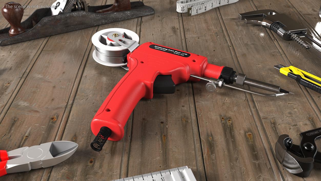 Soldering Iron Gun Red 3D