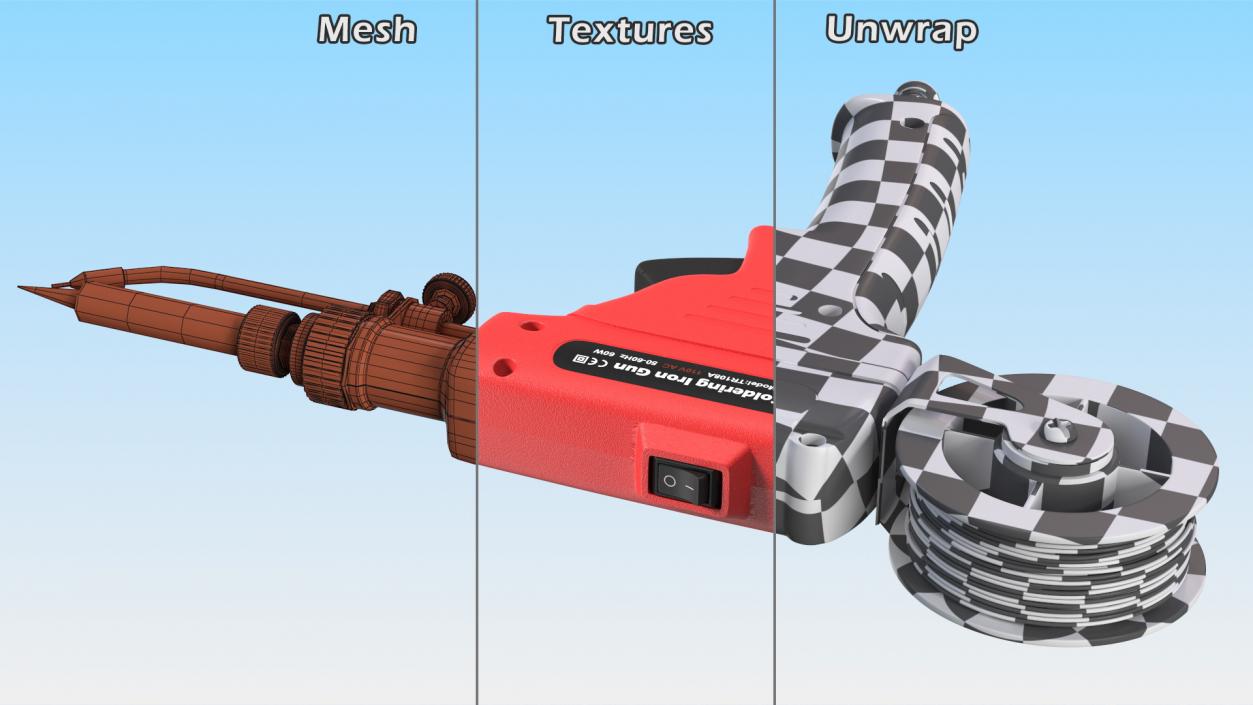 Soldering Iron Gun Red 3D