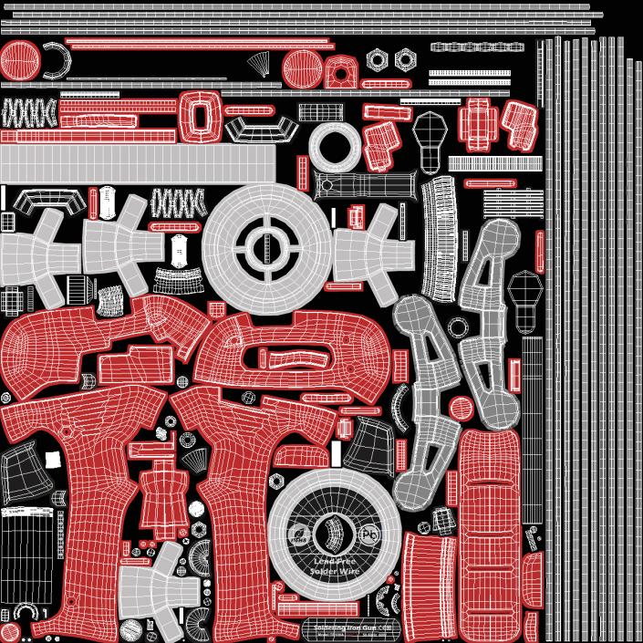 Soldering Iron Gun Red 3D