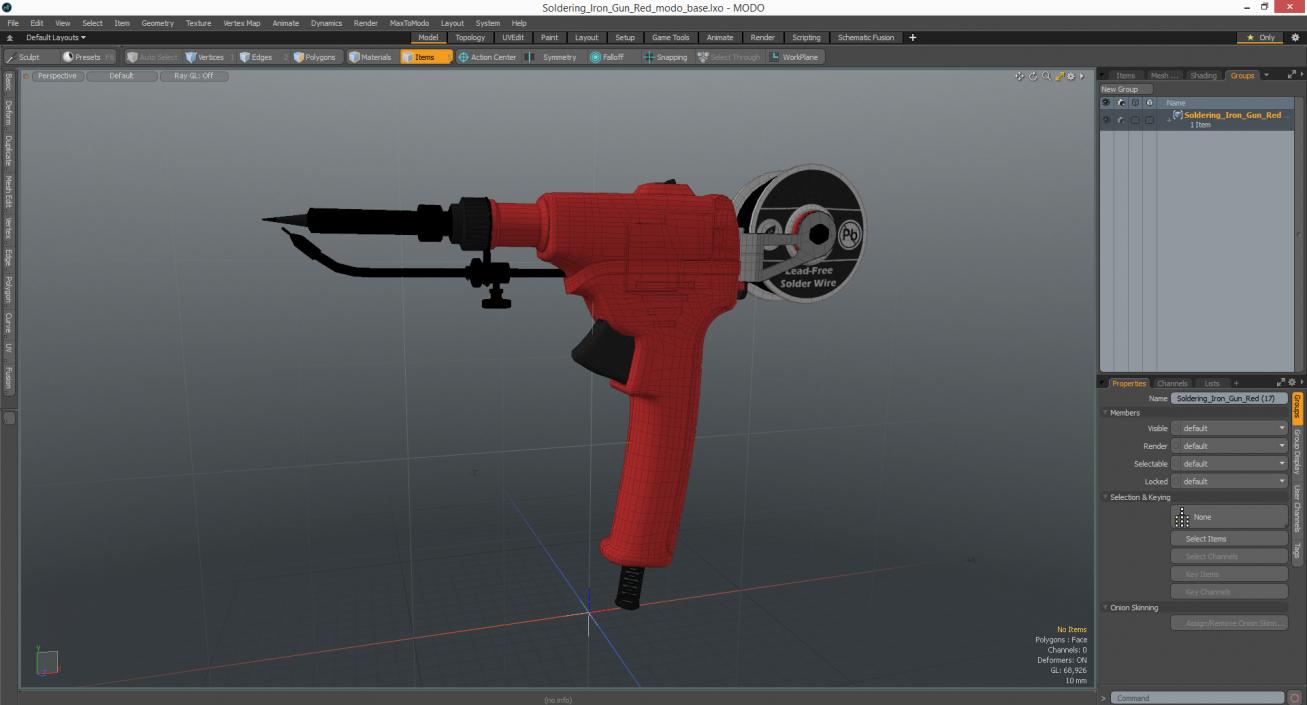 Soldering Iron Gun Red 3D