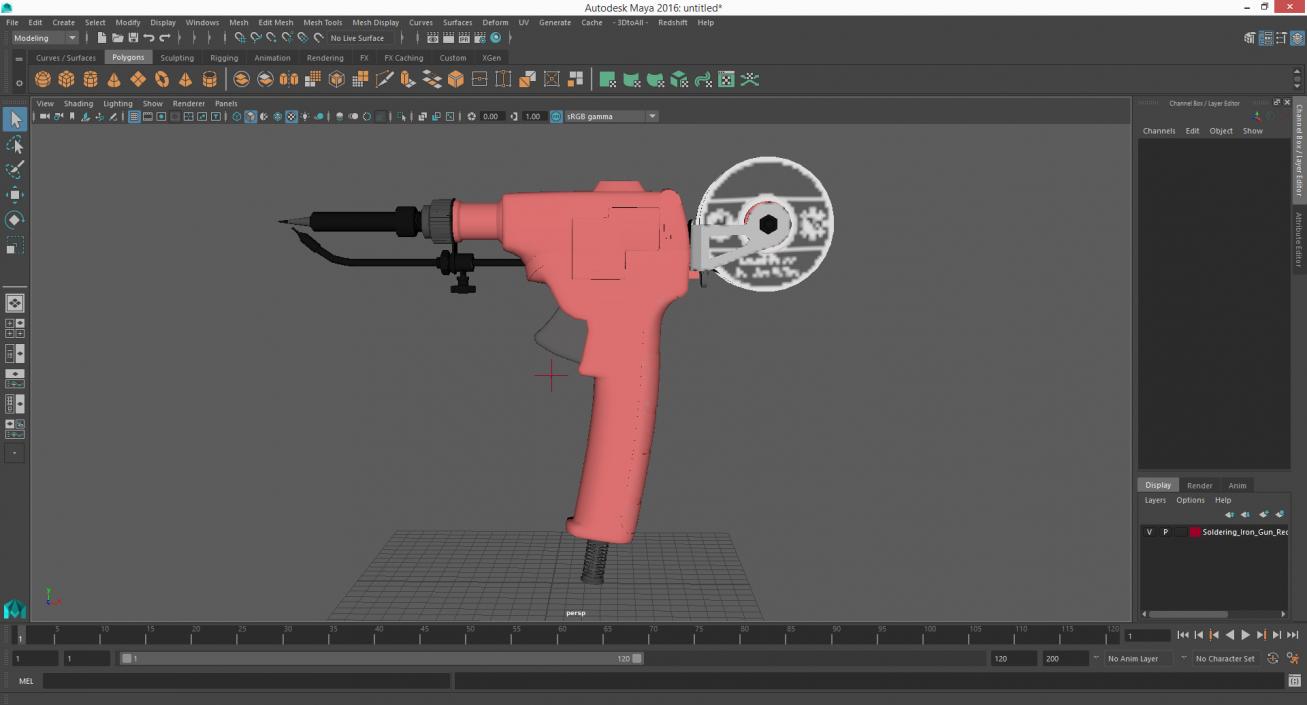 Soldering Iron Gun Red 3D