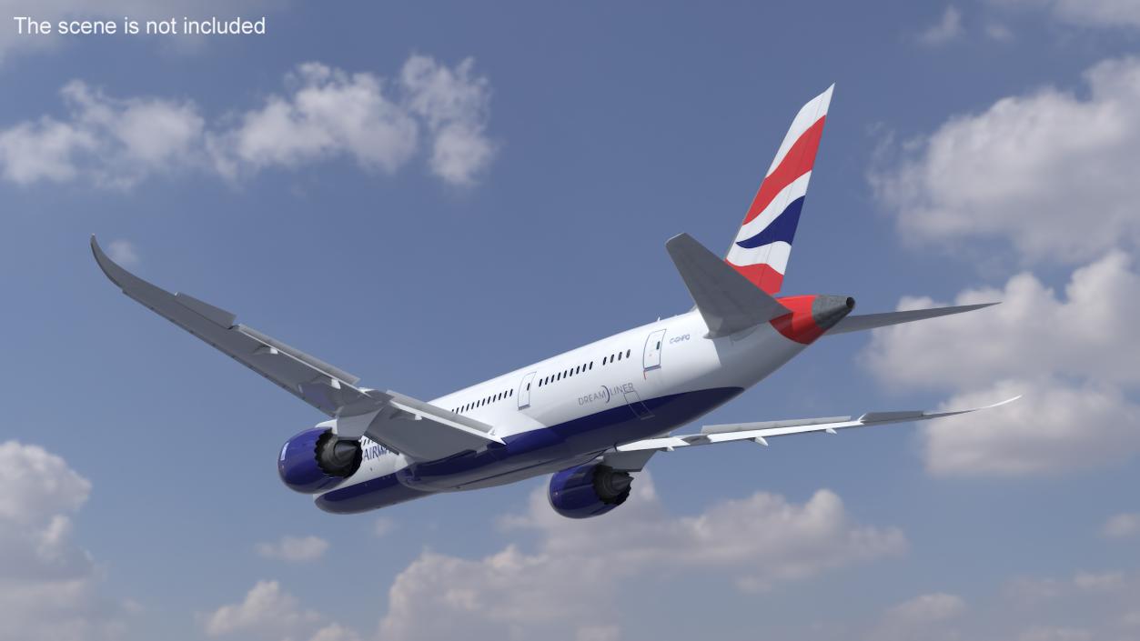 3D British Airways Boeing 787-8 Dreamliner Rigged