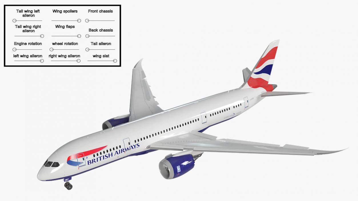 3D British Airways Boeing 787-8 Dreamliner Rigged