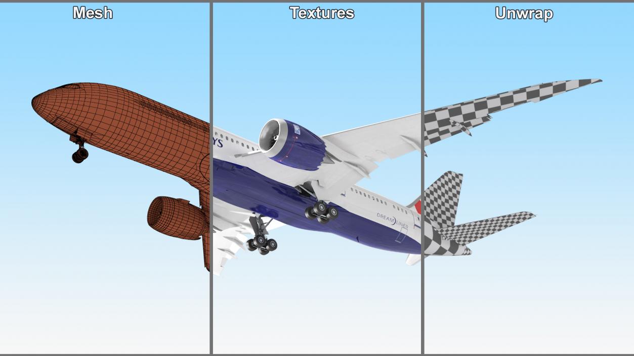 3D British Airways Boeing 787-8 Dreamliner Rigged