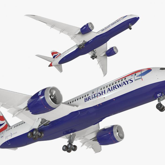 3D British Airways Boeing 787-8 Dreamliner Rigged