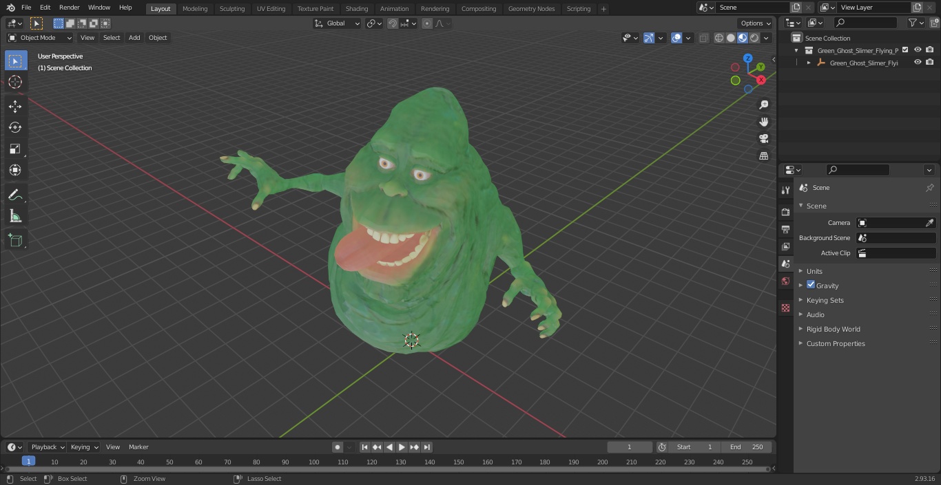 3D model Green Ghost Slimer Flying Pose