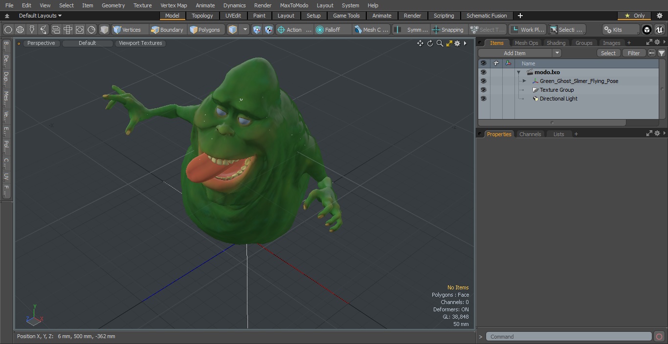 3D model Green Ghost Slimer Flying Pose