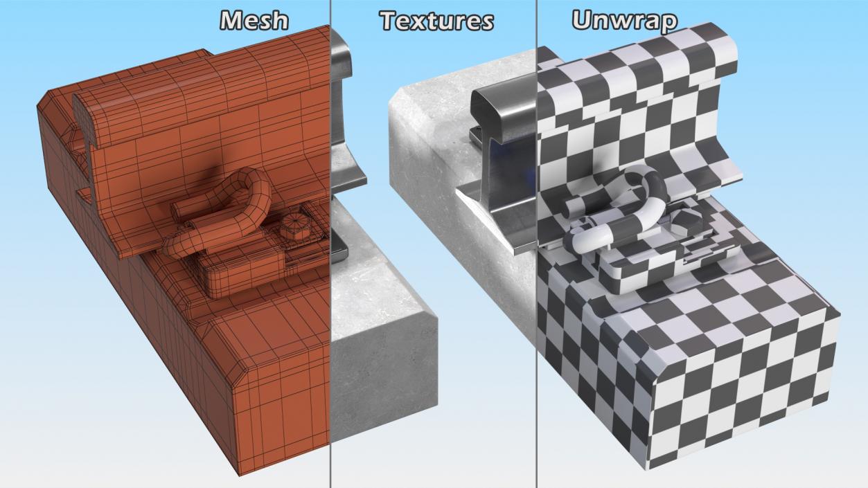 E Clip Rail Track Fastening System 3D model