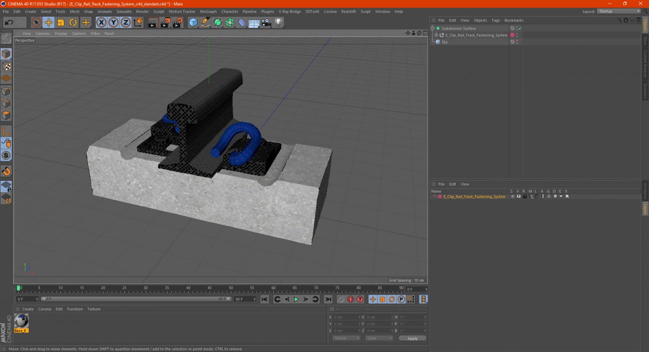 E Clip Rail Track Fastening System 3D model