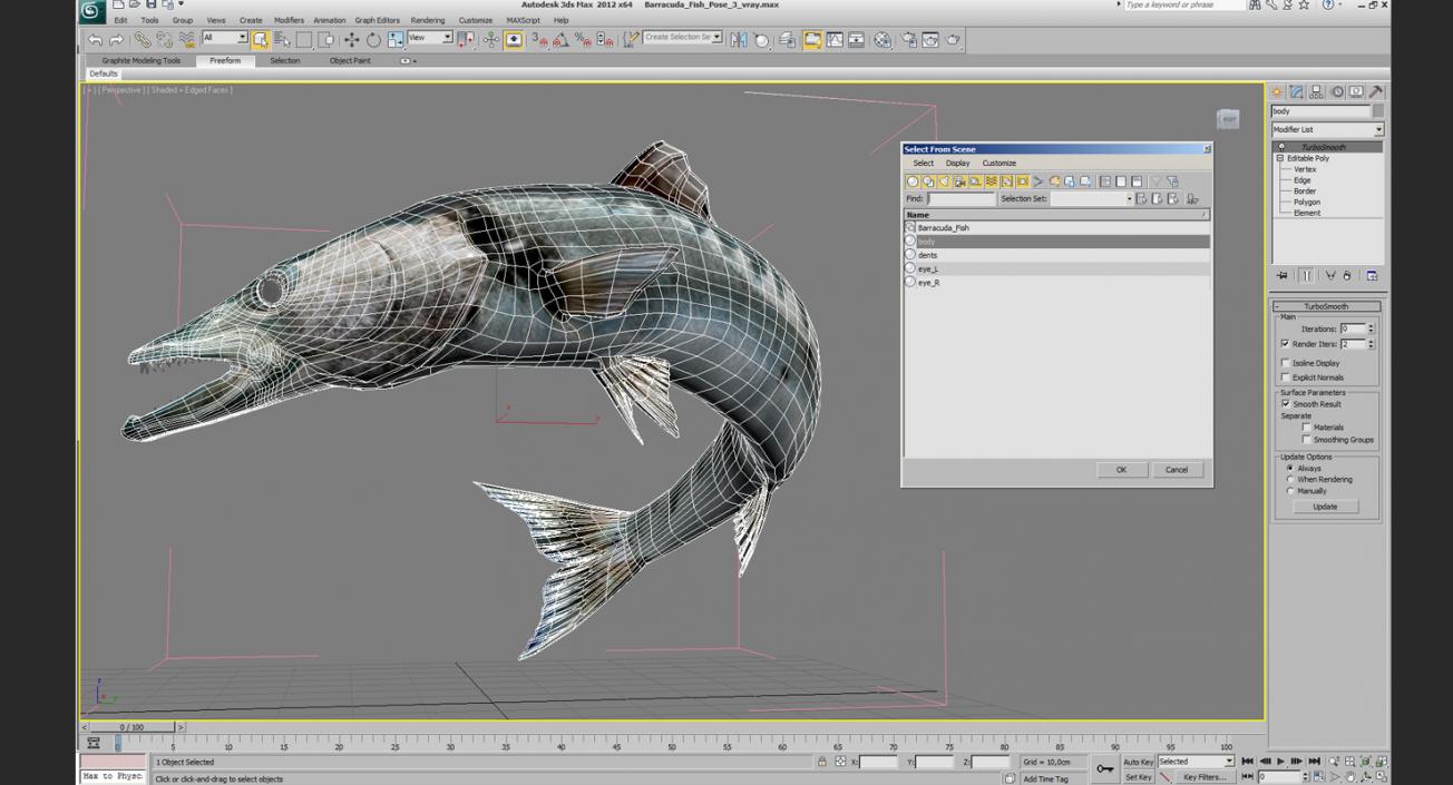 3D Barracuda Fish Pose 3