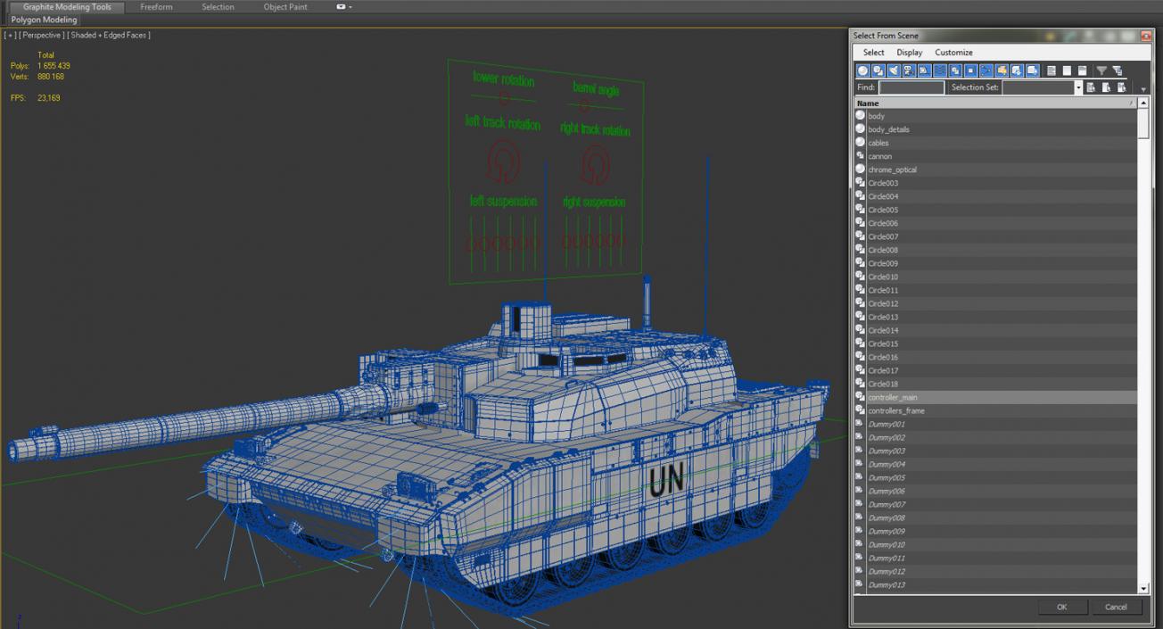 3D Tank AMX-56 Leclerc United Nations Rigged