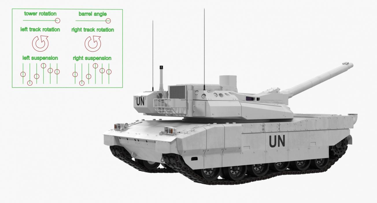 3D Tank AMX-56 Leclerc United Nations Rigged