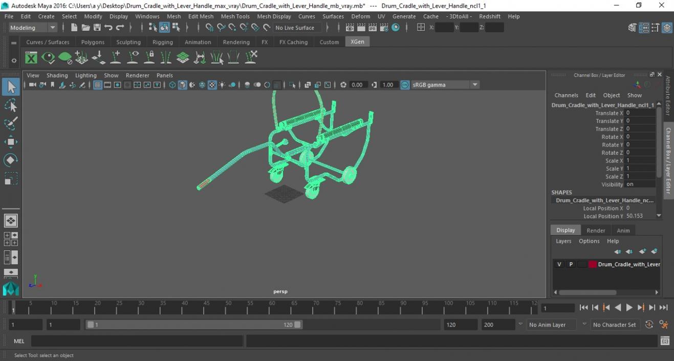 Drum Cradle with Lever Handle 3D model