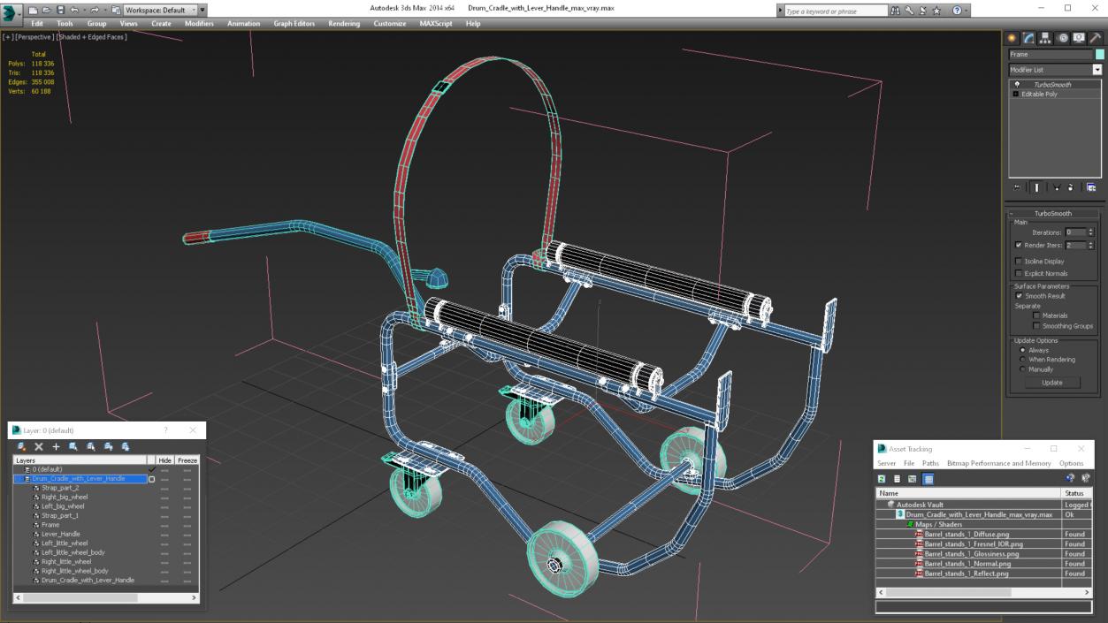 Drum Cradle with Lever Handle 3D model