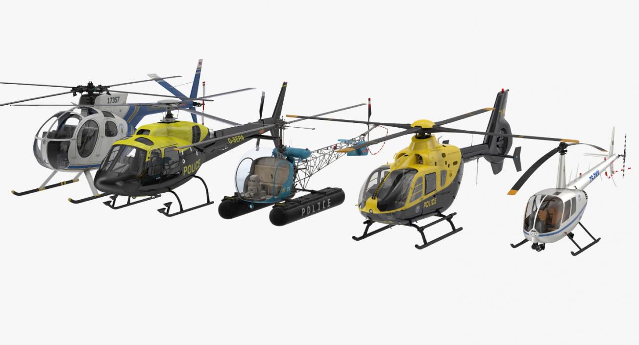 Police Helicopters Collection 3D model